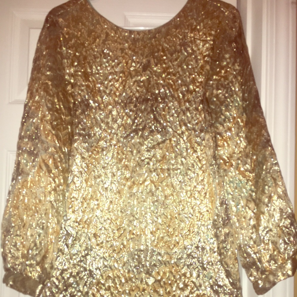 NWT Zara long sleeve gold mini dress
